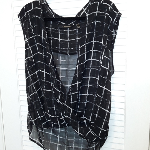 Sheer Delite XL High Low Wrap Top Black Sleeveless - Picture 5 of 8